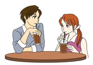 サムネカフェでコーヒーを飲むカップル