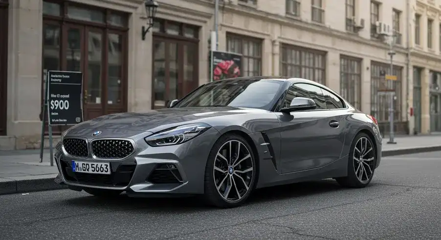 都市部に駐車しているBMW Z4のスリムなデザイン