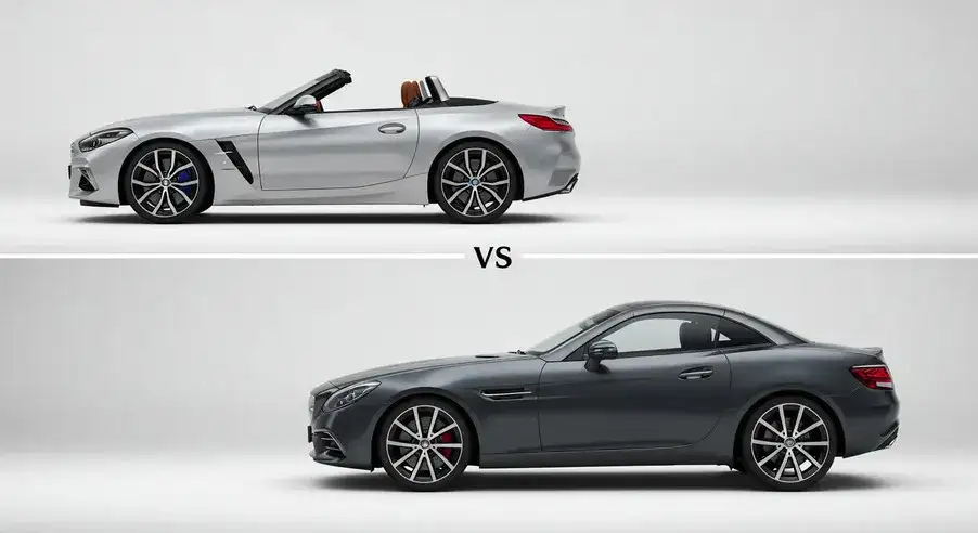 BMW Z4と競合するスポーツカーのデザインの違いを並べて比較する画像