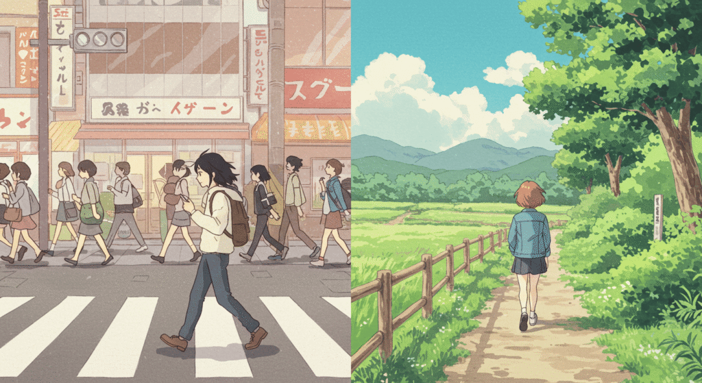 都市と地方でスマホを使う人
