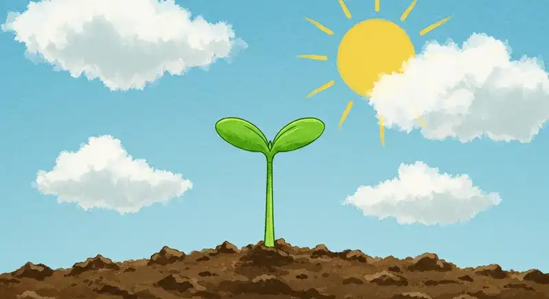 青空に向かって元気に伸びる双葉