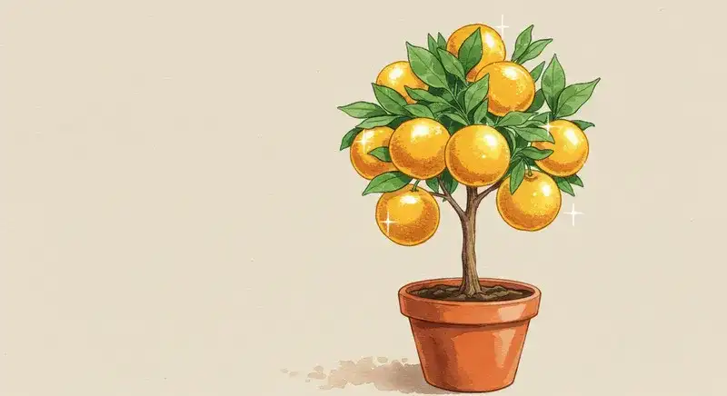 金色のコインの実がなる小さな木